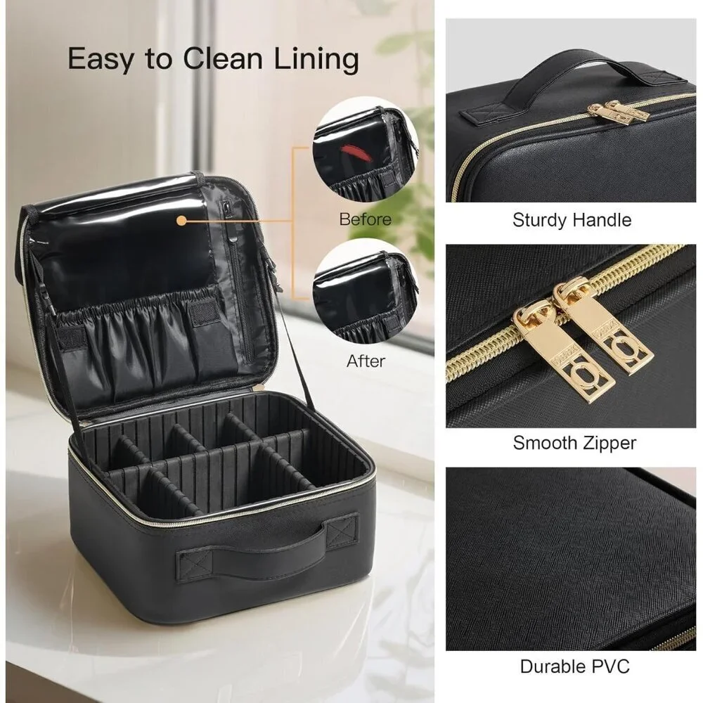 Makeup Travel Case 10 Inch, Large Storage Capacity Makeup Organizer Travel Bag w